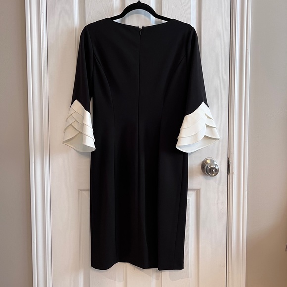 DKNY Women's Black Triple Ruffle Sleeve Sheath Dress - Picture 4 of 5